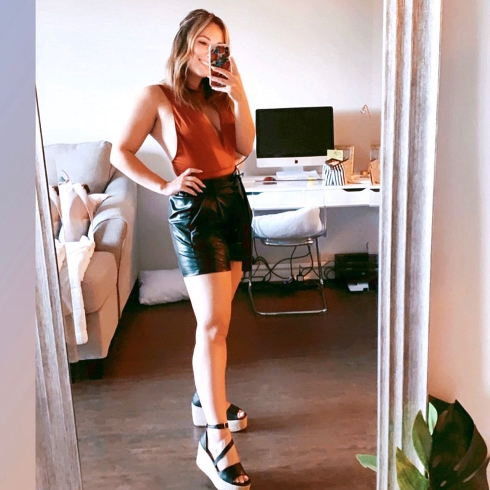 Leather Belted Shorts